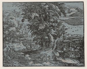 Landschaft mit Schäferpaar von Hendrick Goltzius