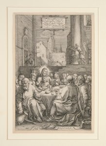 Das letzte Abendmahl, aus Die Passion, Nr. 1 in einer Serie von 12 Gravuren von Hendrick Goltzius