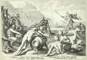 Neptun plant die Vernichtung der Menschheit von Hendrick Goltzius