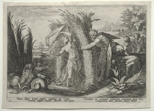 Pan verfolgt Syrinx von Hendrick Goltzius