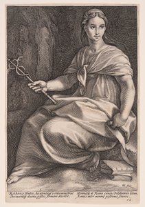 Polyhymnia, die Muse der Chordichtung, aus Die neun Musen von Hendrick Goltzius