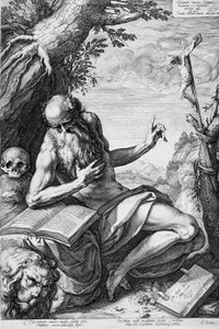 Der heilige Hieronymus in der Wüste von Hendrick Goltzius