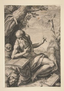St. Hieronymus in der Wüste von Hendrick Goltzius
