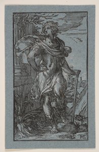 Stehender junger Mann mit einem Stock von Hendrick Goltzius