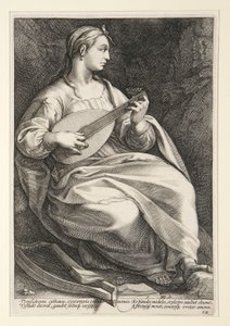 Terpsichore, Platte 5 aus der Serie Die neun Musen von Hendrick Goltzius