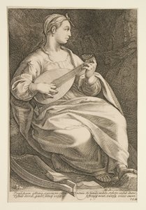 Terpsichore, Platte 5 aus der Serie Die Neun Musen von Hendrick Goltzius