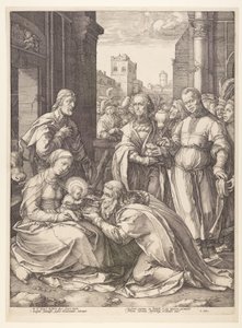 Die Anbetung der Könige, aus Die Geburt und das frühe Leben Christi von Hendrick Goltzius