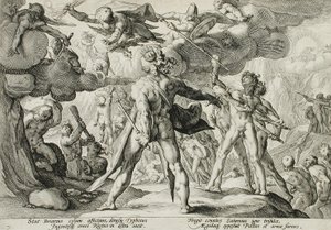 Die Riesen erklimmen den Himmel von Hendrick Goltzius