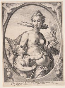 Venus und Amor, aus Drei heidnische Götter oder Göttinnen von Hendrick Goltzius