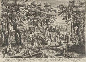 Johannes der Täufer predigt zur Menge von Hendrick Hondius (I)