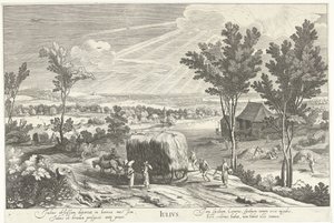 Juli, mit Bauern in einer Landschaft von Hendrick Hondius (I)