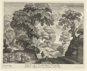 Landschaft mit der Heilung der Blinden von Hendrick Hondius (I)