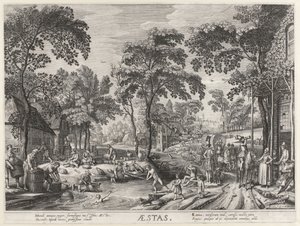 Sommer, eine Gesellschaft an einem Teich von Hendrick Hondius (I)