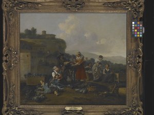 Ein Gemüsemarkt In Italien Mit Figuren von Hendrick Mommers