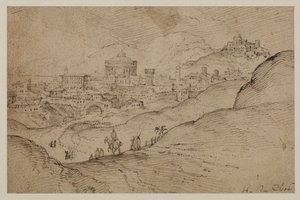 Landschaft mit Blick auf eine Stadt
