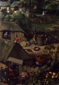 Herbsternte Landschaft, von Lucas van Valkenborch, Detail von Hendrick van den (1530 97) Broeck