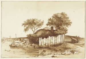 Häuschen mit eingezäuntem Hof am Wasser von Hendrik Abraham Klinkhamer