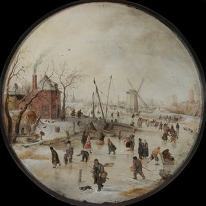 Gefrorener Fluss mit Schlittschuhläufern von Hendrik Avercamp