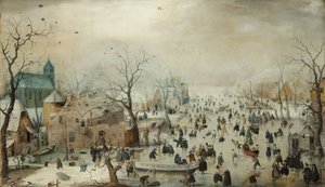 Winterlandschaft mit Schlittschuhläufern von Hendrik Avercamp