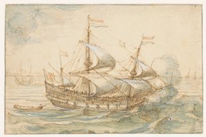 Kriegsschiff auf See von Hendrick Cornelisz. Vroom
