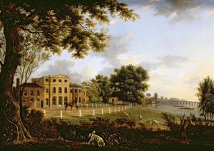 Ansicht von Chelsea Farm mit der Themse und der Battersea-Brücke, 1790 von Hendrik Frans de Cort
