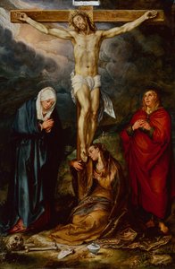 Christus am Kreuz, mit Maria, St. Johannes und der Magdalena von Hendrik Goltzius
