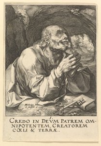 St. Peter, aus Christus, die Apostel und St. Paul mit dem Glaubensbekenntnis, 1589 von Hendrik Goltzius