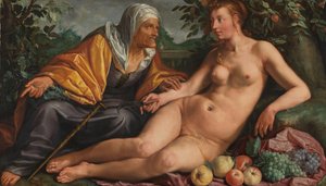 Vertumnus und Pomona, 1613 von Hendrik Goltzius