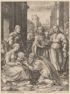Die Anbetung der Könige von Hendrik Goltzius in the style of Lucas van Leyden