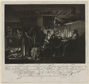 Jupiter und Merkur im Haus von Philemon und Baucis von Hendrik Goudt after Adam Elsheimer