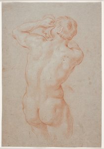 Triton, der eine Muschel bläst, von hinten gesehen von Hendrik Krock