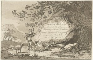Hirtin in einer Landschaft (Zwölf Entwürfe für diejenigen, die Landschaftszeichnen lernen) von Hendrik Meijer