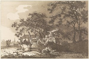 Landschaft mit Kühen von Hendrik Meijer