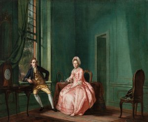 Der Dichter Johannes Nomsz und seine Frau Anna Maria Telghorst in ihrem Wohnzimmer, Amsterdam