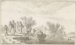 Flussansicht mit festgemachtem Ruderboot von Hendrik Spilman