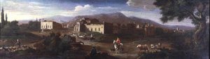 Ein Kloster in der römischen Campagna von Hendrik van (studio of) Lint