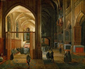 Abendgottesdienst in einer gotischen Kirche von Hendrik van Steenwyck