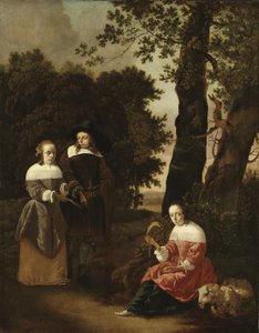 Ein Paar und eine Schäferin in einer Landschaft, 1661 von Hendrik van der Burgh