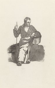 Sitzender Mann mit Korb
