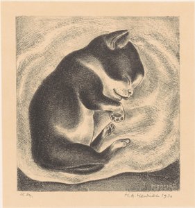 Schlafende junge Katze von Henk Henriët (signed by artist)