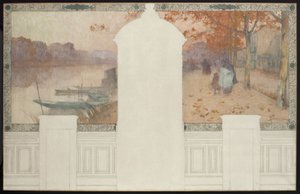 Skizze für das Rathaus von Asnières: Herbst, die Seine bei Asnières, ca. 1900 von Henri Gaston Darien
