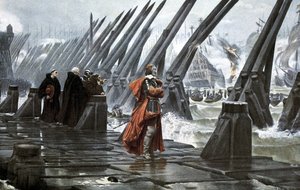 Kardinal Richelieu auf der Seemauer von La Rochelle