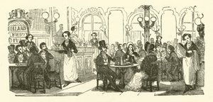 Der Kellner im Kaffeehaus (Stich) von Henri Bonaventure (after) Monnier