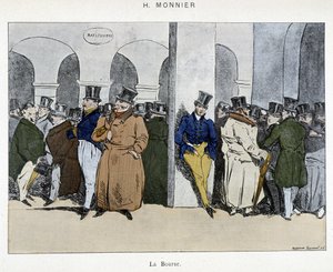 Geschäftsleute der Pariser Börse - Zeichnung von Henri Monnier, frühes 19. Jahrhundert von Henri Bonaventure Monnier