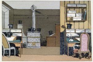 Zwei Stunden: Spaziergänge im Inneren des Ministeriums, Hüte ersetzen die Abwesenden - in "Verwaltungssitten" von Henri Monnier von Henri Bonaventure Monnier
