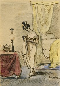 Junge Dame zu Hause von Henri Bonaventure Monnier