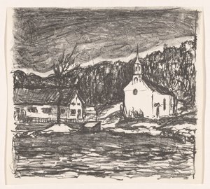 Heuvellandschaft mit Kirche von Henri Braakensiek (signed by artist)