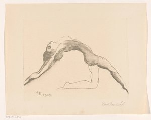 Nackte Frau, die rückwärts springt von Henri Braakensiek (signed by artist)