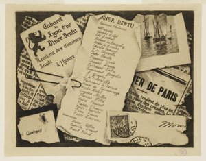 Ein Stück Zeitung, ein Umschlag und eine Fliege von Henri Charles Guérard