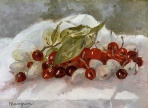 Stillleben: Kirschen und Ananas